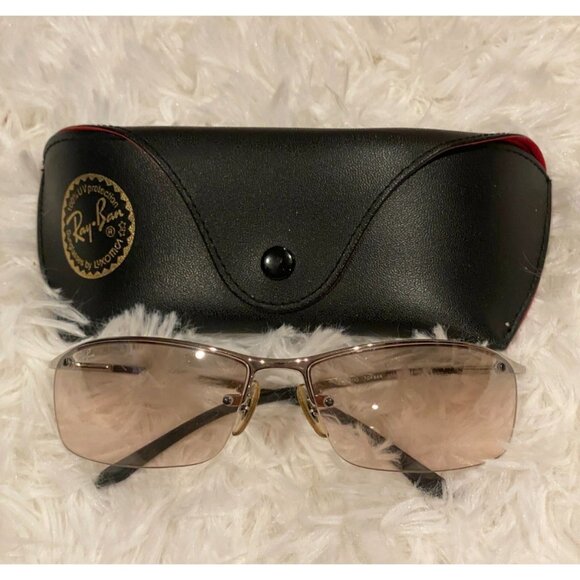 Ray-Ban RB3183 003/8Z Sunglasses Silver frame Beige Silver Gray Gradient Rare - Picture 1 of 7